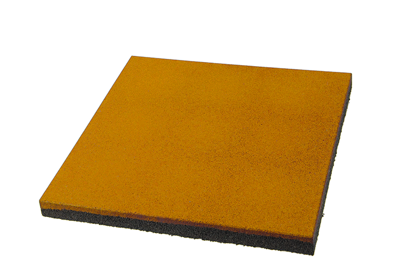 Резиновая дорожная плитка 500х500мм, толщина 10 мм жёлтая